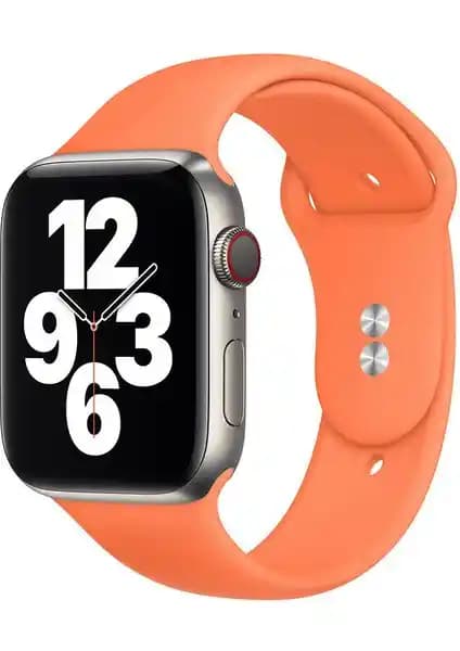 Apple Watch 3-6 için 42-44 mm Silikon Kayış Turuncu Uyumlu ve Şık Tasarım