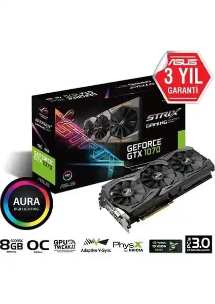 ASUS ROG Strix GTX 1070 OC Ekran Kartı: Yüksek Performans ve Gelişmiş Soğutma Özellikleri