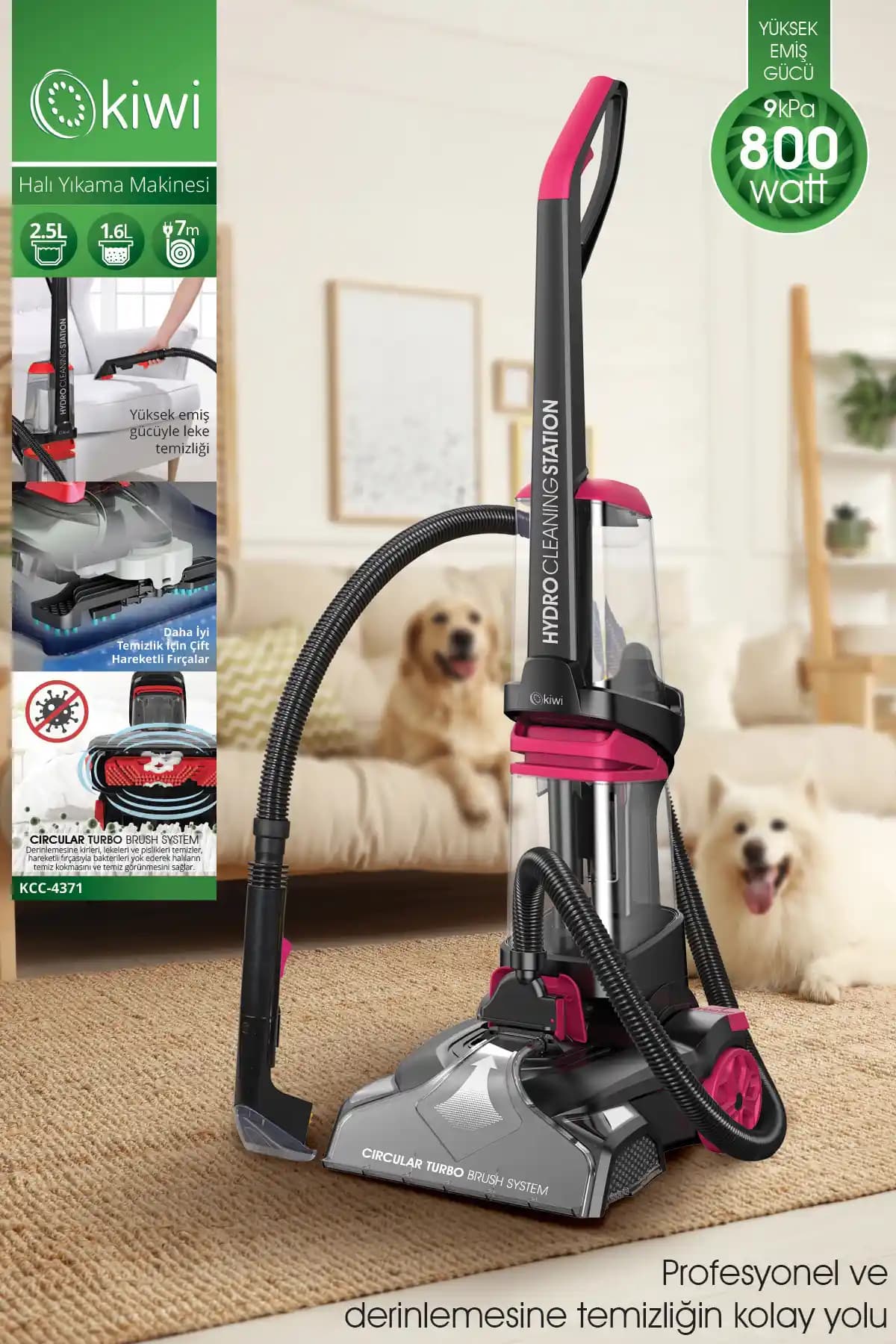 Kiwi KCC-4371 PRO Bağlanabilir Halı ve Koltuk Temizleme Makinesi Özellikleri ve Performansı