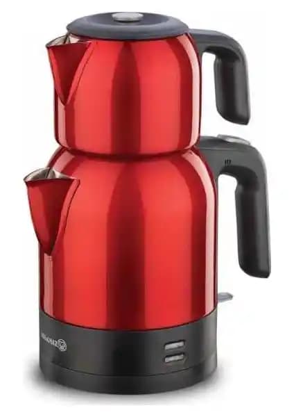 Korkmaz Demkolik Kırmızı-Siyah Elektrikli Çaydanlık: Modern Tasarım ve Yüksek Performans