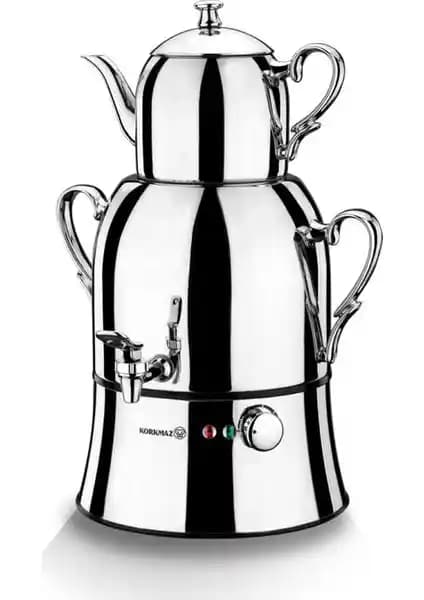 Korkmaz Nosta Mega Inox Krom Semaver A334 Yüksek Kapasiteli ve Dayanıklı Tasarım