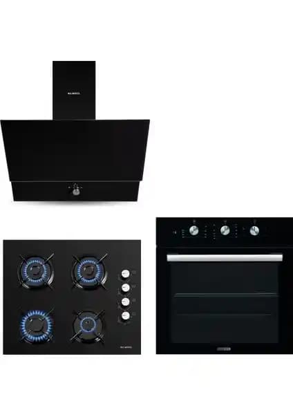Kumtel Kristal Siyah Cam Ankastre Set: Modern ve Fonksiyonel Mutfak Çözümü