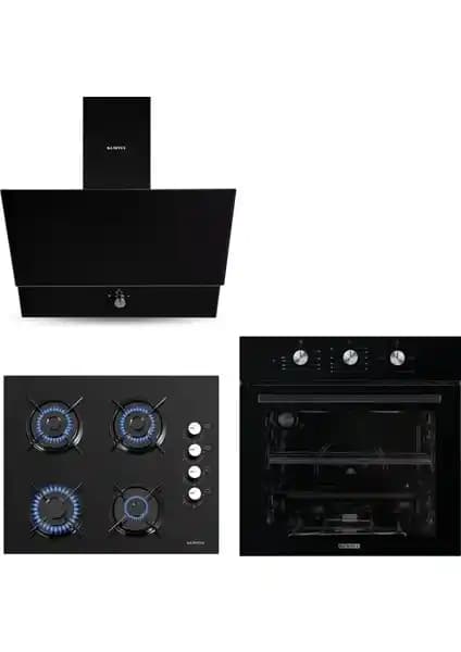 Kumtel Siyah Cam Ankastre Set: Modern ve Şık Mutfaklar İçin İşlevsel Çözüm