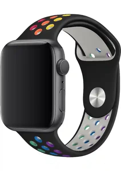 Mi7a Apple Watch Seri 2-7 Uyumlu Delikli Spor Silikon Kordonları