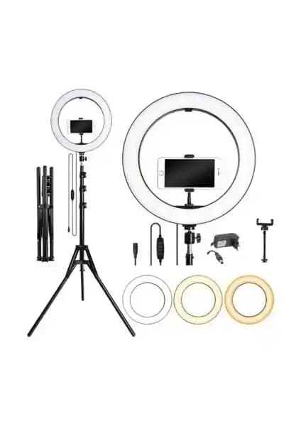 Mi7a Halka LED Işık 14 ve 2.1 Metre Tripod ile Profesyonel ve Amatör Çekimler İçin Pratik Çözüm
