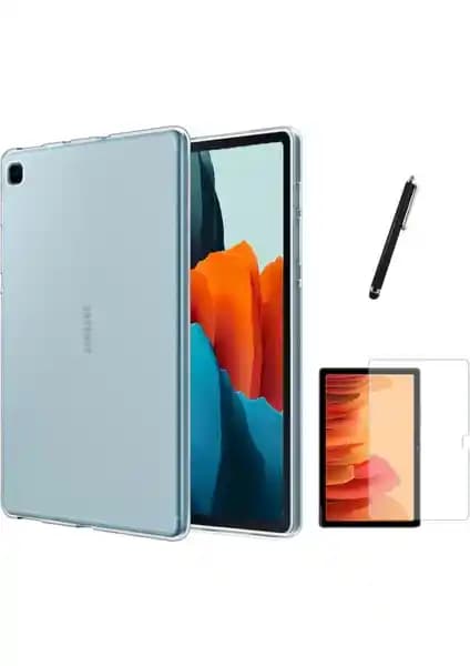 Samsung Galaxy Tab A8 için Şeffaf Silikon Kılıf ve Nano Ekran Koruma Kalemi Seti