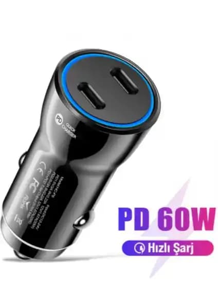 Ally TE-P61 2 Type-C Çıkışlı Araç İçi Şarj Başlığı Hızlı ve Güvenilir Şarj Çözümü