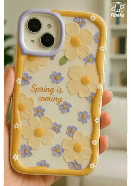 Fibaks Renkli Papatya Desenli Silikon Kılıf iPhone 13 ve 14 İçin Güvenli ve Şık Koruma