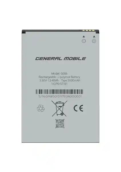General Mobile GM 8 Go ve GM 9 Go için 3500 mAh yüksek kapasiteli batarya