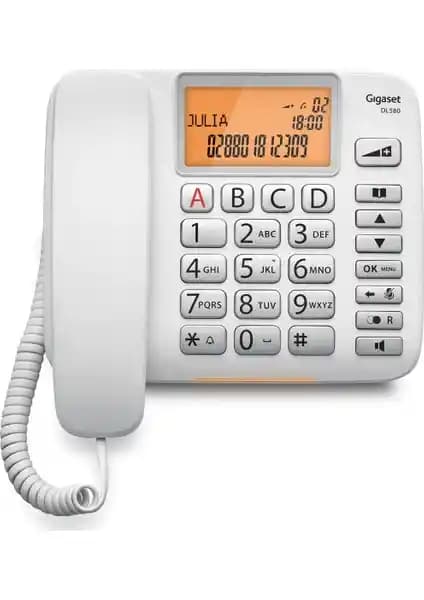 Gigaset DL580 Beyaz Masaüstü Kablolu Telefon Yüksek Ses Kalitesi ve Dayanıklılık