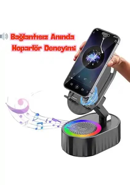Kleora Kablosuz Işıklı Telefon Hoparlör Standı Modern Tasarım ve Çok Fonksiyonlu Kullanım