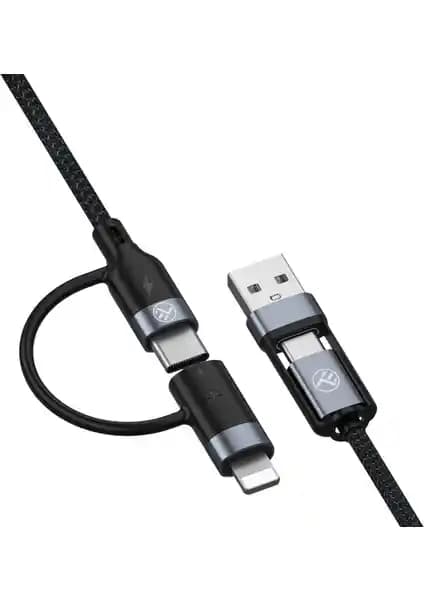 Lucatech Çok Fonksiyonlu 120W Hızlı Şarj Kablosu Çoklu Bağlantı ve Dayanıklılık Özellikleriyle