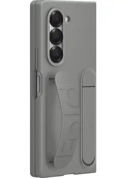 Samsung Galaxy Fold6 için Çok Fonksiyonlu Gri Silikon Kılıf ve Aksesuarlar