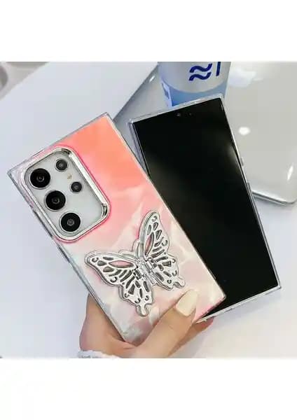 Samsung Galaxy S21 Ultra Uyumlu Silikon Kılıf Renk Değiştiren Hologram ve Estetik Tasarım