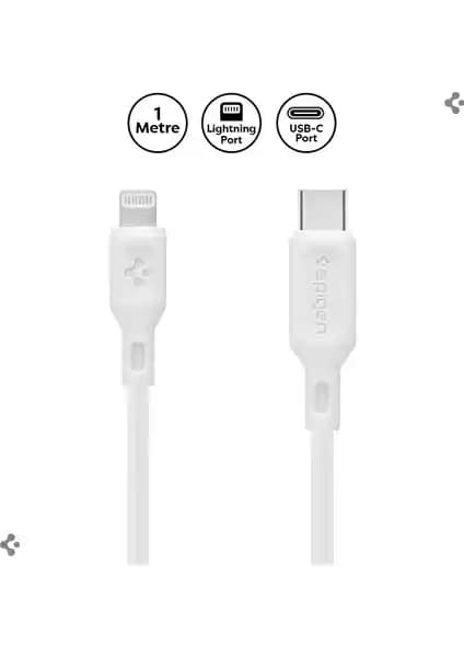 Spigen Essential USB-C Lightning Kablosu 1 Metre Hızlı Şarj ve Veri Aktarımı için Güvenilir