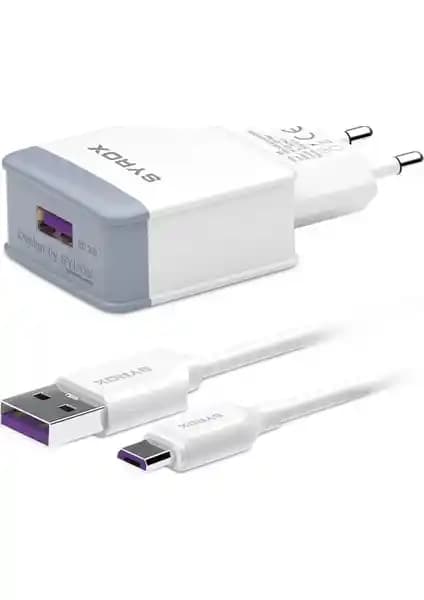 Syrox Q30 3.0A Hızlı Şarj Adaptör ve Micro USB Kablo ile Güçlü ve Güvenli Şarj Deneyimi