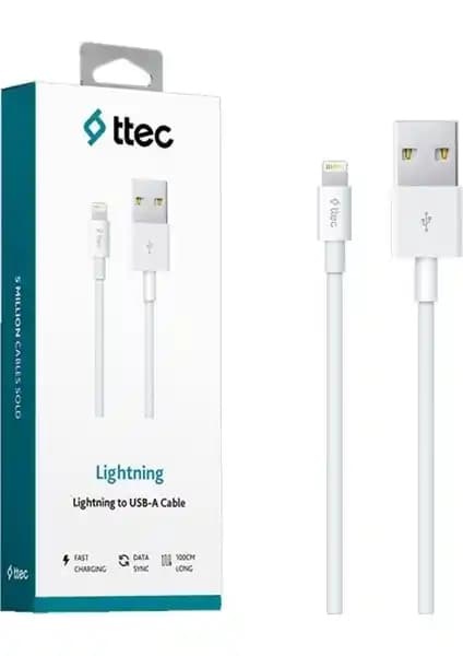 Ttec Lightning 2A USB 1m iPhone ve uyumlu cihazlar için hızlı şarj ve veri senkronizasyon kablosu