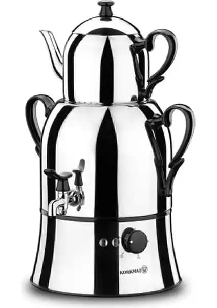 Korkmaz A 338 Nosta Semaver Siyah ile Nosta Mega Inox/Krom Semaver A334 Karşılaştırması