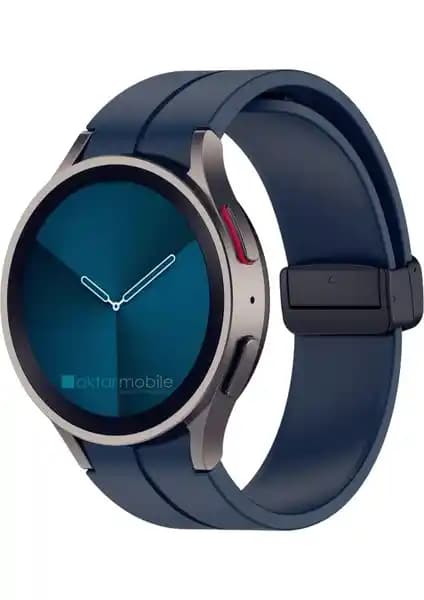 AktarMobile Silikon Kordonlu Mıknatıslı D Tokalı Spor Kayışı Galaxy Watch 4/5 42-46 mm Uyumlu