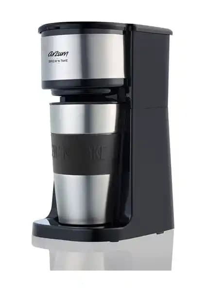 Arzum Brew'n Take: Tek Kişilik Taşınabilir Filtre Kahve Makinesi ve 410 ml Termos Bardak