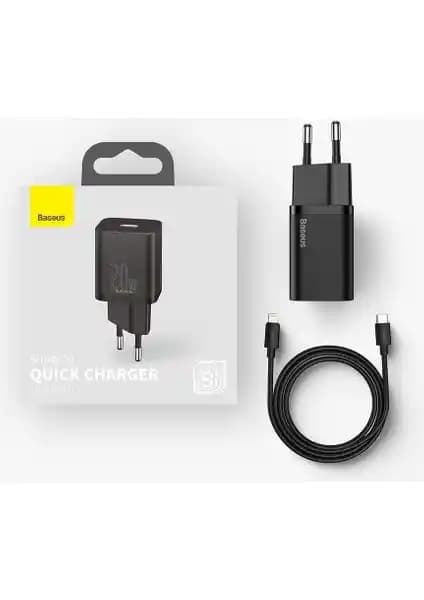 Baseus 20W Hızlı Şarj Adaptörü ve Type-C to Lightning Kablo ile iPhone Uyumlu Paket