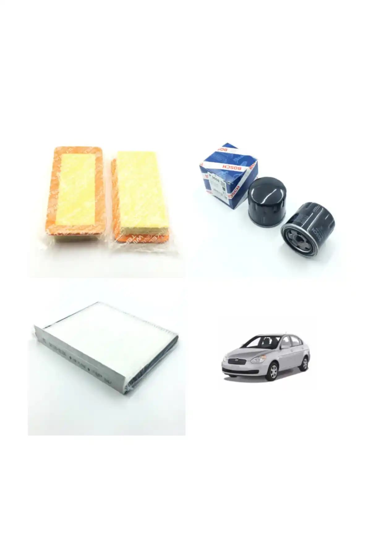 Bosch Yağ Filtresi ve Hava/Polen Filtresi Seti Hyundai Accent Era 1.4-1.6 için Bakım
