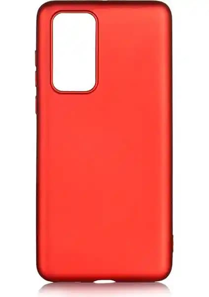 Huawei P40 için Case 4U Premier Silikon Kılıfı: Mat Doku ve Kırmızı Şık Koruma