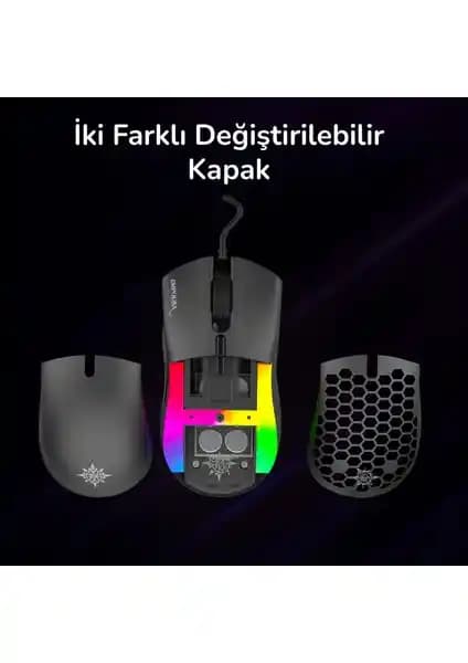 Inca IMG-GT20 RGB LED'li 10000 DPI, 7 Makro Tuşlu Kablolu Oyun Mouse, Ergonomik Tasarım