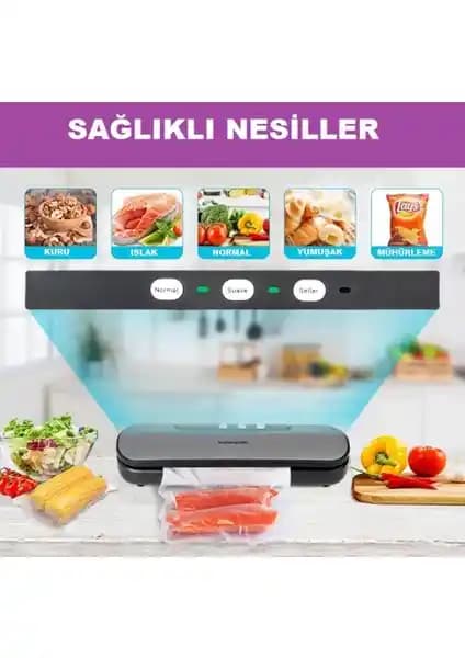 Küchen Pratic VS6910 Ev Tipi Elektrikli Vakum Makinesi ve 10 Adet Poşetli Saklama Çözümü