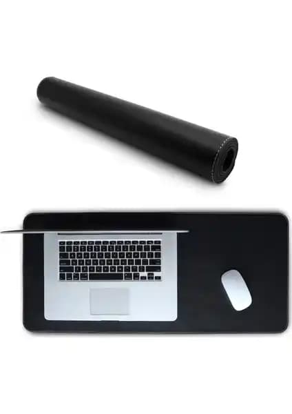 Londo XL Hakiki Deri Mousepad: Baskısız Siyah Düz Yüzey, Kaymaz Alt ve Geniş Alan