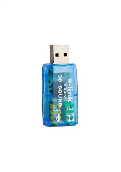 S-Link SLX-U51 USB 2.0 Ses Kartı Taşınabilirlik, Sürücü Gerektirmeden ve Sanal 5.1 Desteği