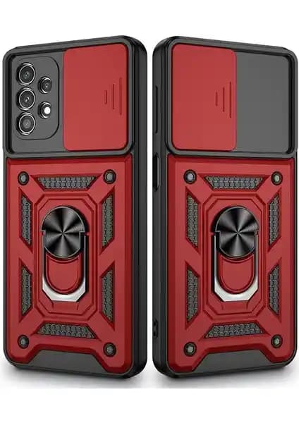 Samsung Galaxy A53 için Ultra Koruma Yüzüklü Manyetik Sürgülü Vega Kapak Kılıfı