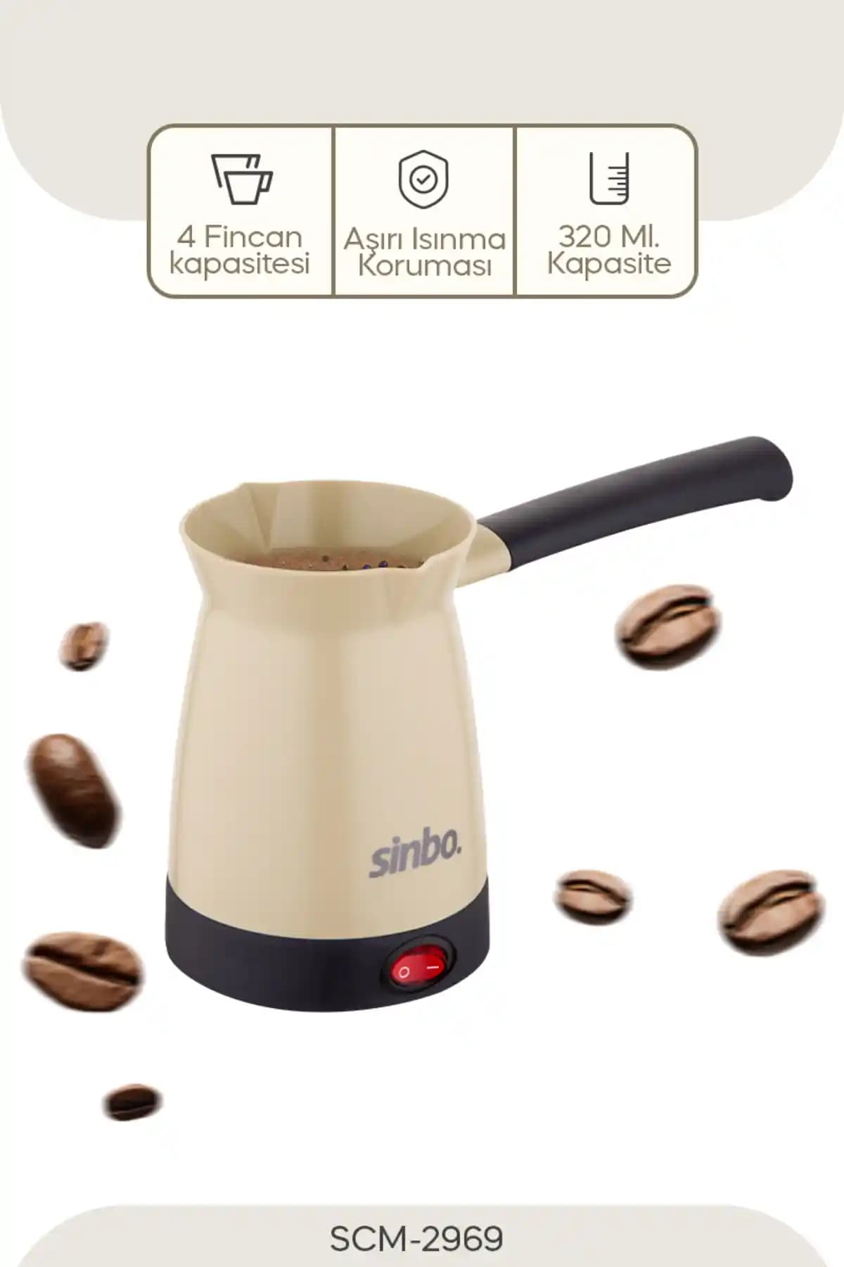 Sinbo SCM-2969 Elektrikli Cezve: Dört Fincana Kadar Kapasite ve Çelik İç Cezve Dayanıklı Tasarım