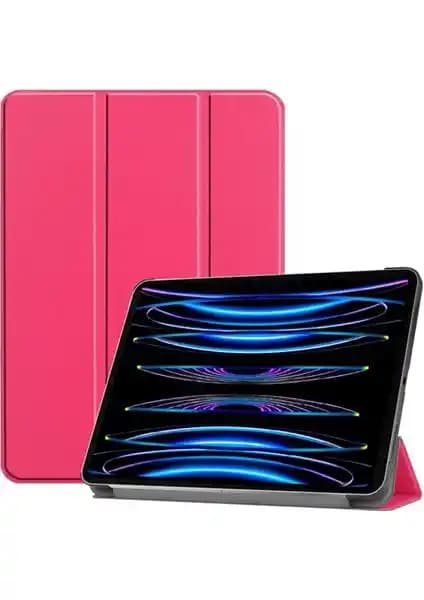 TekNetStore iPad Pro 11 inç (4. Nesil, M2, 2022) Kapaklı Silikon Kılıf – Standlı ve Şeffaf Arka