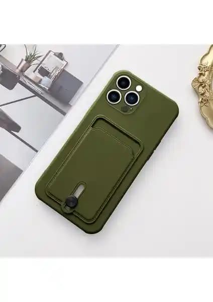 Zebana Kartlıklı Silikon Kılıf ile iPhone 13 Pro için Yeşil Şık Tasarım ve Kart Taşıma