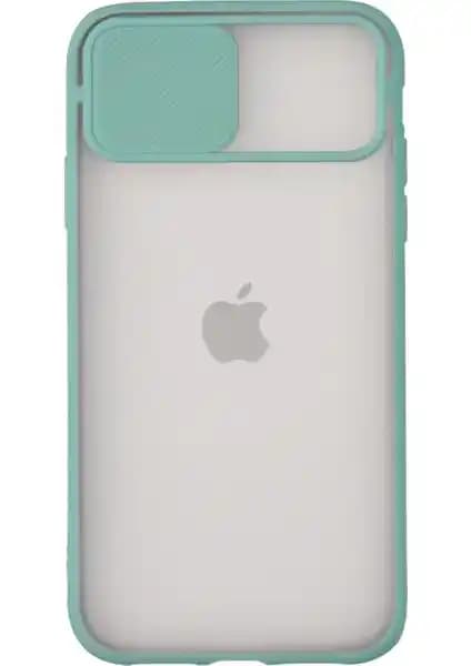 Apple iPhone 11 için Kamera Koruyucu Açılır Kapanır Silikon Kılıf Su Yeşili