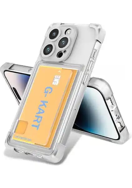 Apple iPhone 14 Pro Max için Airbag Tasarımlı Şeffaf Kartlıklı Kılıf Günlük Koruma ve Şıklık