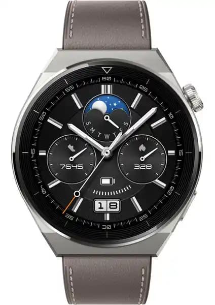 Huawei Watch GT 3 Pro 46MM Titanyum Kasa Gri Deri ile Şık ve Fonksiyonel Akıllı Saat