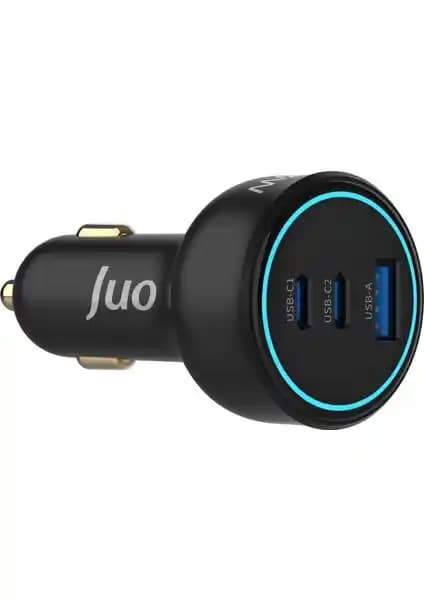 Juo 138W 3 Portlu Type-C ve USB-A Araç Şarj Aleti Güçlü ve Güvenilir Seyahat Arkadaşınız