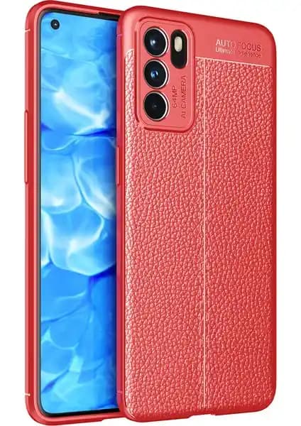 KNY Oppo Reno 6 Kılıfı Deri Desenli Lux Silikon Koruma ve Estetik Birlikte