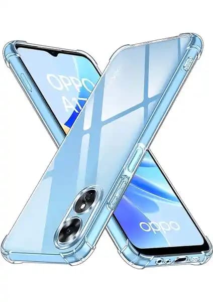 Oppo A17 İçin Şeffaf Silikon Kılıf Köşe Koruma ve Darbe Önleyici Özelliklerle