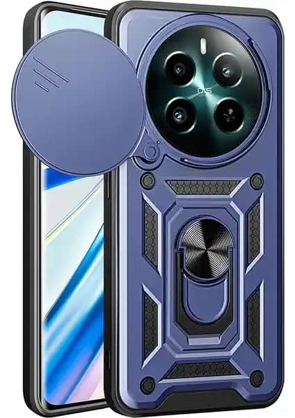 Realme 12 için dayanıklı ve fonksiyonel kılıf: manyetik stand ve sürgülü kamera koruma özellikleri