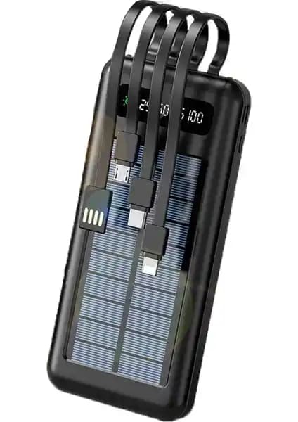 Robeve ACL 10000 mAh Powerbank: Güneş Enerjili Çok Kablosu Taşınabilir Şarj Cihazı