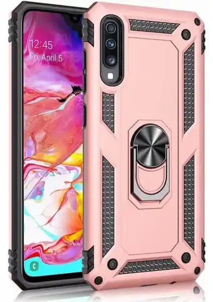 Samsung Galaxy A70 için şık ve dayanıklı çift katmanlı manyetik yüzüklü kılıf seçeneği