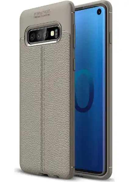 Samsung Galaxy S10 için Rugan Deri Görünümlü Silikon Kılıf Dayanıklı ve Şık Tasarım