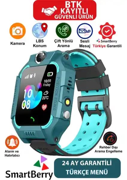 SmartBerry Z2 LBS Konumlu Akıllı Çocuk Takip Saati Güvenli ve Fonksiyonel Özellikler