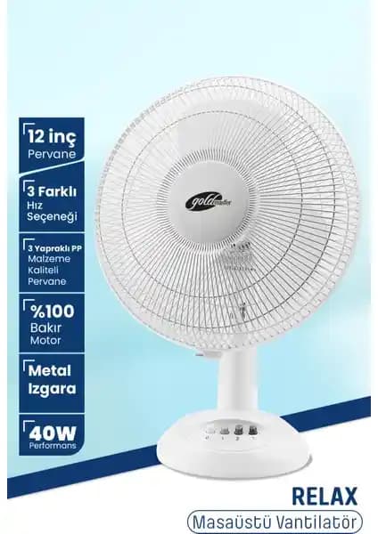 Goldmaster GM-7928 Relax Masaüstü Vantilatör: Şık ve Sessiz Serinlik Sağlayan Modern Tasarım