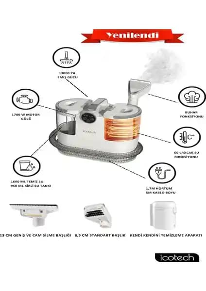 Icotech SC50 Max Koltuk ve Halı Yıkama Makinesi: Güçlü Performans ve Çok Yönlü Temizlik