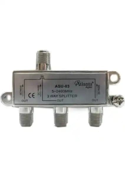 Atlanta ASU-03 1/3 3lü Uydu Bölücü Splitter 5-2400 MHz Geniş Frekans Desteği