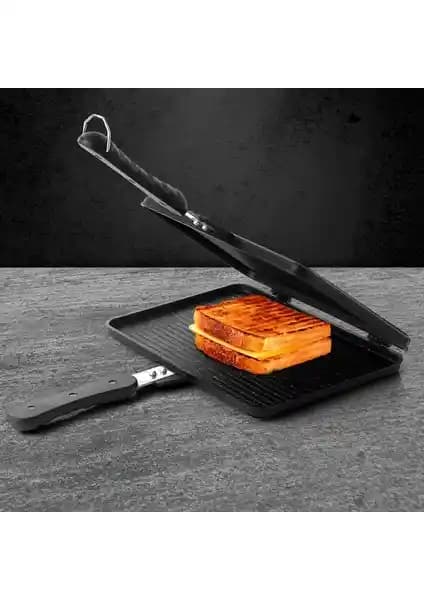 Cvs HandyToast Granit Döküm El Tostu ve Çok Amaçlı Grill Tava Ocak Üstü 20x26 cm